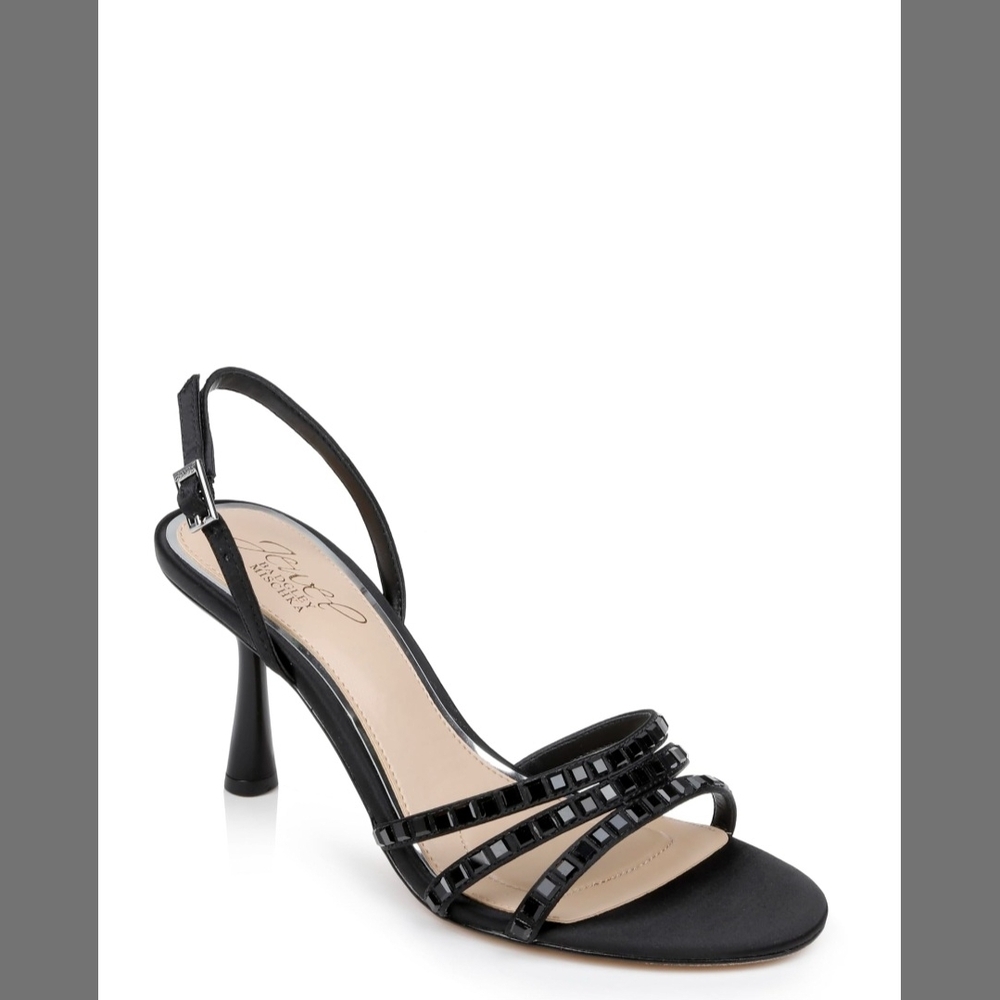 Jewel Badgley Mischka Kathryn Bejeweled Stiletto Sandal Black Size 10 NWT - Picture 8 of 8